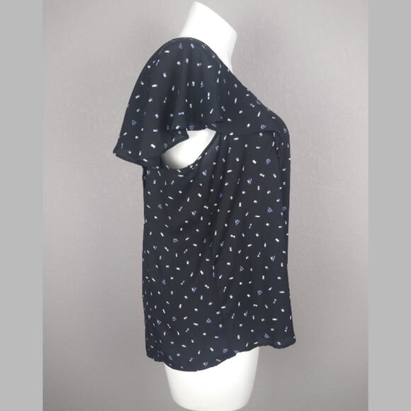 Torrid Black Confetti Crisscross Georgette Blouse Size 1 - Picture 3 of 12